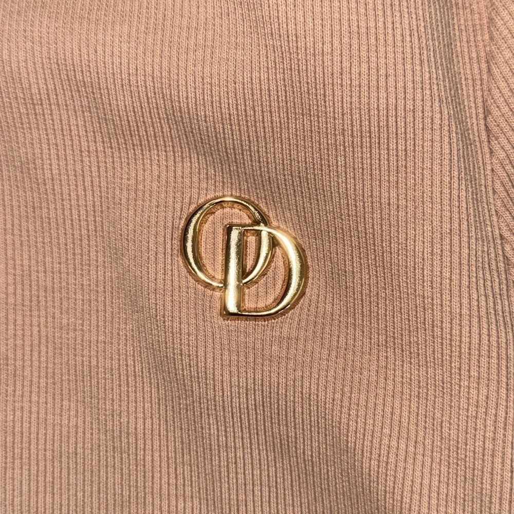 ODolls Collection logo high neck long sleeve mini bodycon dress in cream - Picture 9 of 15